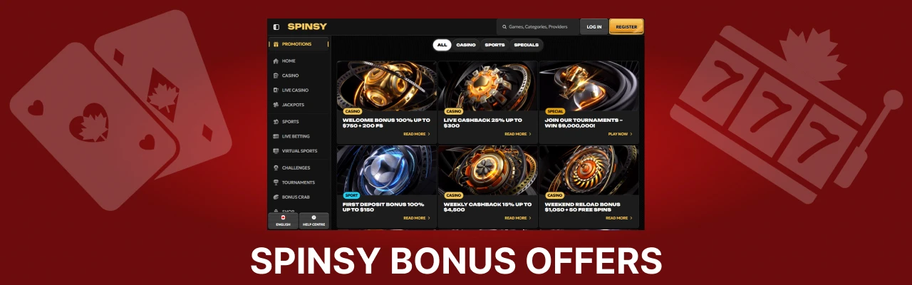 Spinsy bonus offers