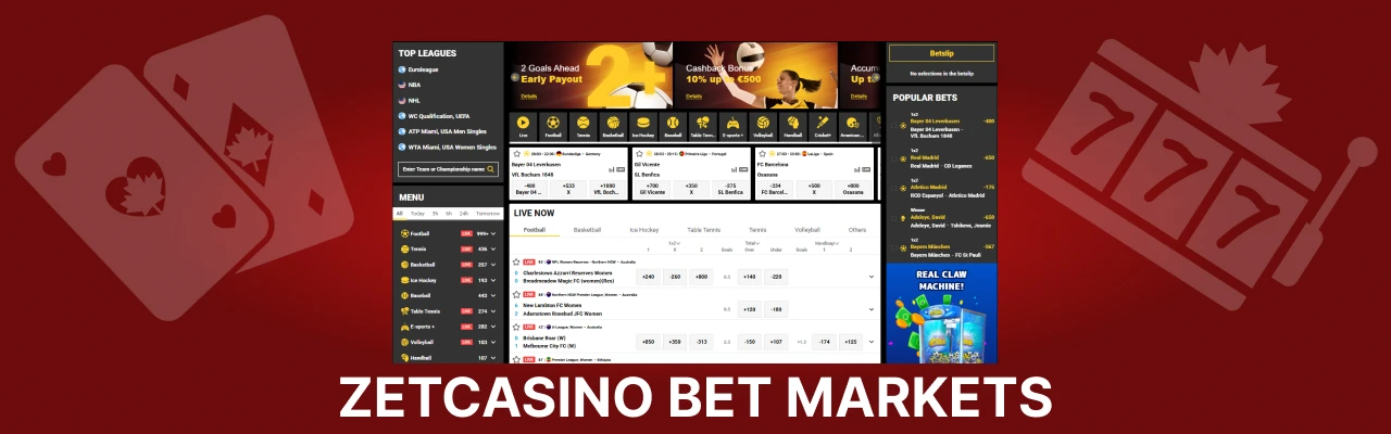 Zetcasino bet markets types odds
