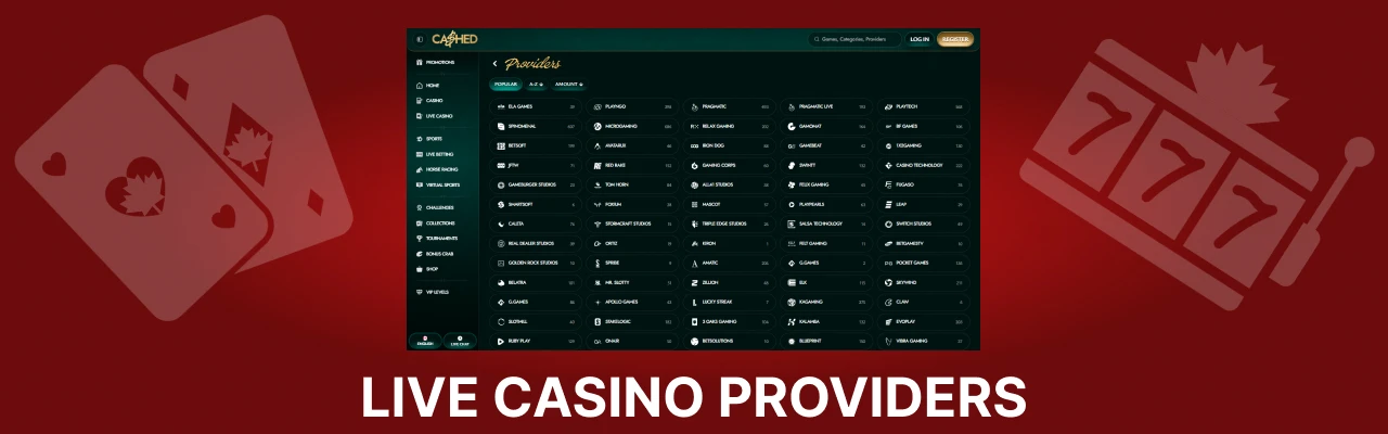 Cashed live casino provider